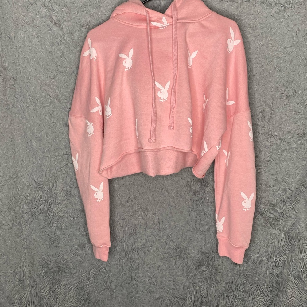 Playboy Logo Crop Hoodie